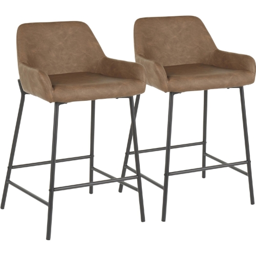 Daniella 24" Counter Stool in Espresso Leatherette & Black Metal (Set of 2)